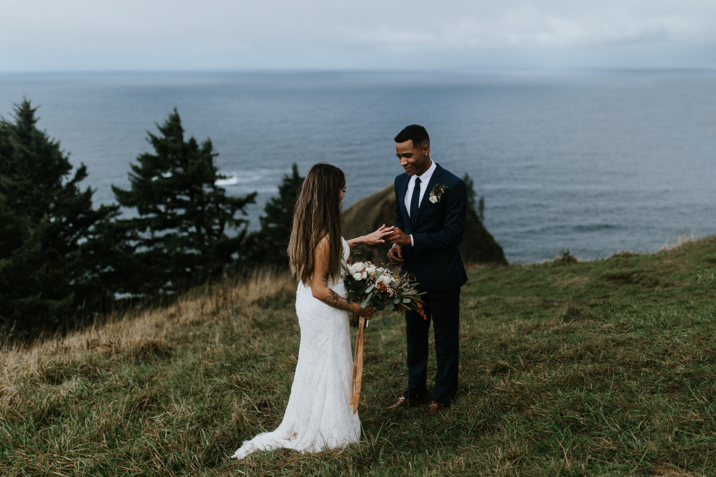 Deandre puts a ring on Ariana. Elopement photography at Mount Hood by Sienna Plus Josh.