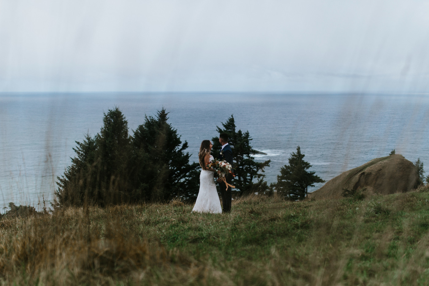 Deandre and Ariana stand together. Elopement photography at Mount Hood by Sienna Plus Josh.