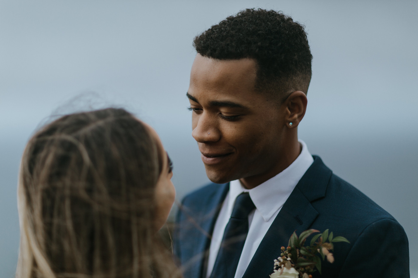 Deandre and Ariana hold each other close. Elopement photography at Mount Hood by Sienna Plus Josh.