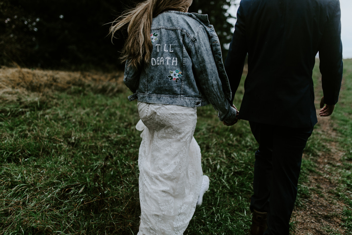 Ariana and Deandre walk hand in hand. Elopement photography at Mount Hood by Sienna Plus Josh.