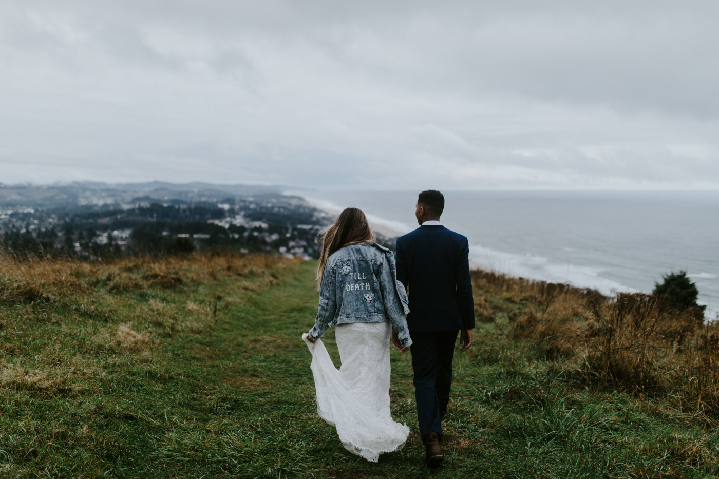 A couple walking near the Oregon Coast. Elopement photography at Mount Hood by Sienna Plus Josh.