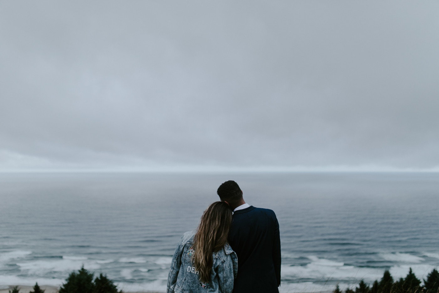 Ariana and Deandre take in the view. Elopement photography at Mount Hood by Sienna Plus Josh.