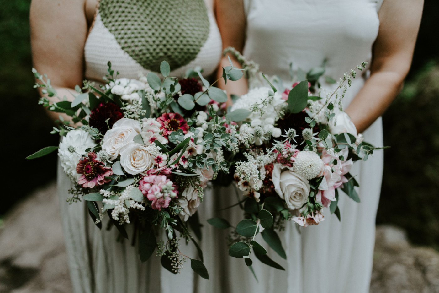 Audrey and Kate's bouquets. Elopement wedding photography at Bridal Veil Falls by Sienna Plus Josh.