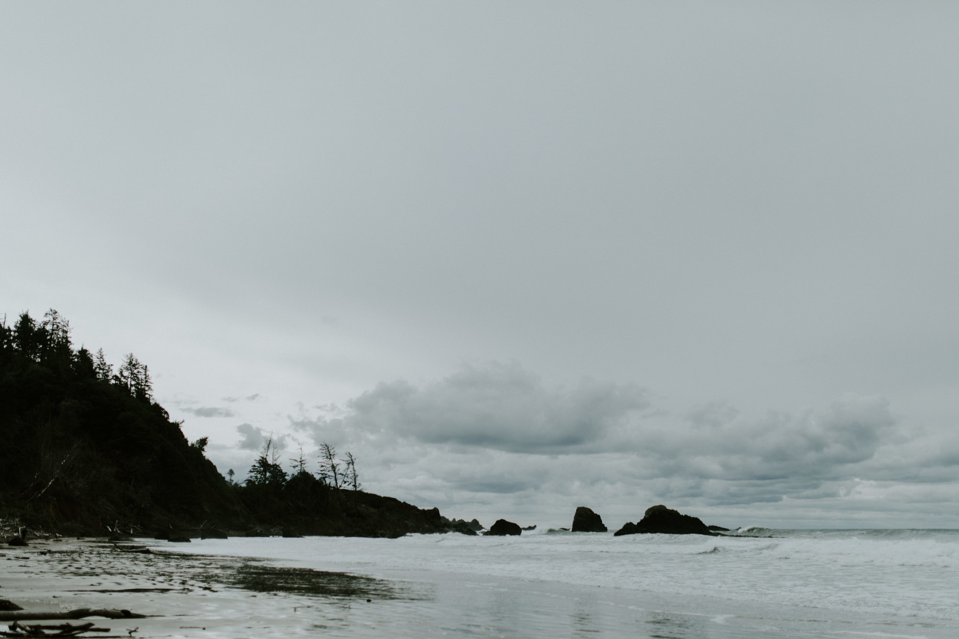 A view of the rocks at Cannon Beach. Elopement wedding photography at Cannon Beach by Sienna Plus Josh.