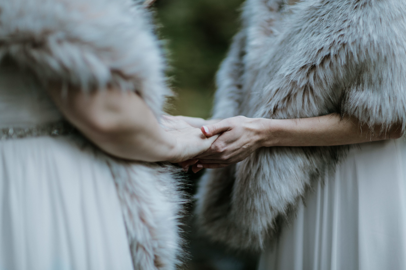Tiffany and Hayley hold hands. Elopement photography at the Columbia River Gorge by Sienna Plus Josh.
