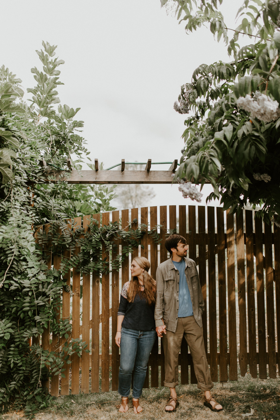 Hannah and Dan stand side by side in Corvallis, Oregon. Intimate wedding photography in Corvallis Oregon by Sienna Plus Josh.