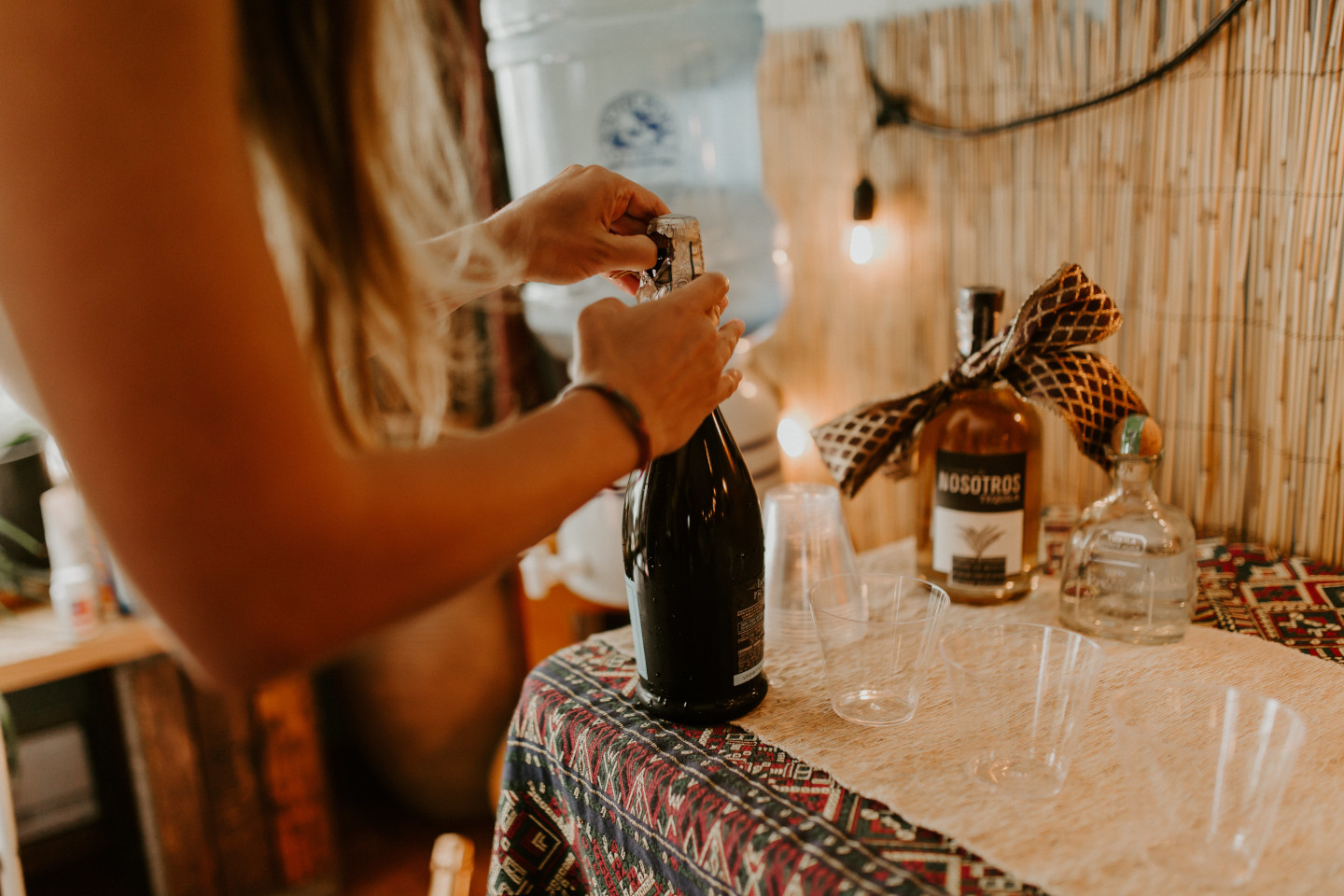 A bottle of champagne in Corvallis. Intimate wedding photography in Corvallis Oregon by Sienna Plus Josh.