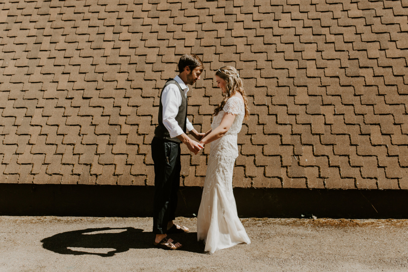 Dan and Hannah admire each other in Oregon for their Oregon Adventure. Intimate wedding photography in Corvallis Oregon by Sienna Plus Josh.