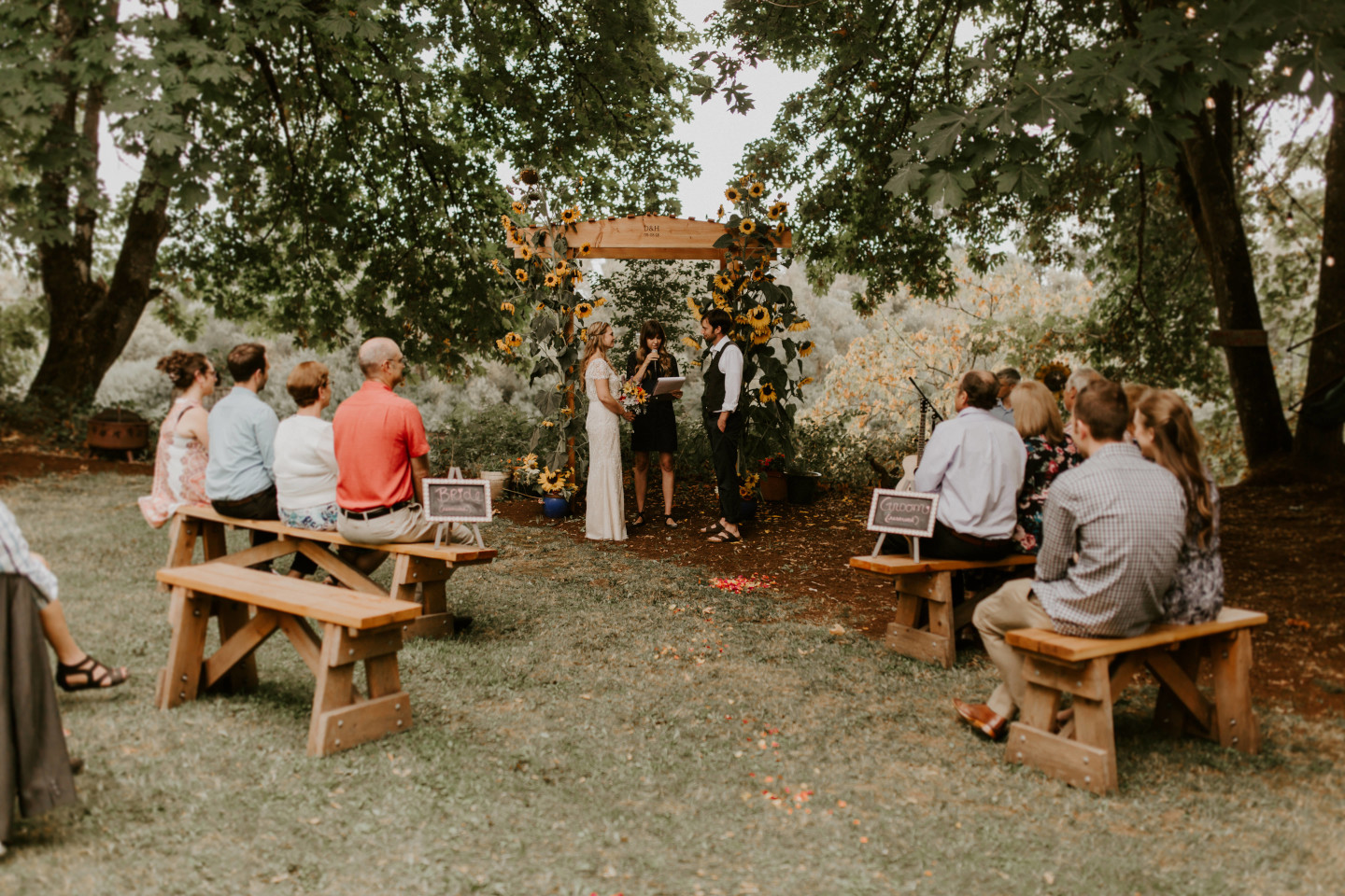 Dan and Hannah at the altar in Corvallis, Oregon. Intimate wedding photography in Corvallis Oregon by Sienna Plus Josh.