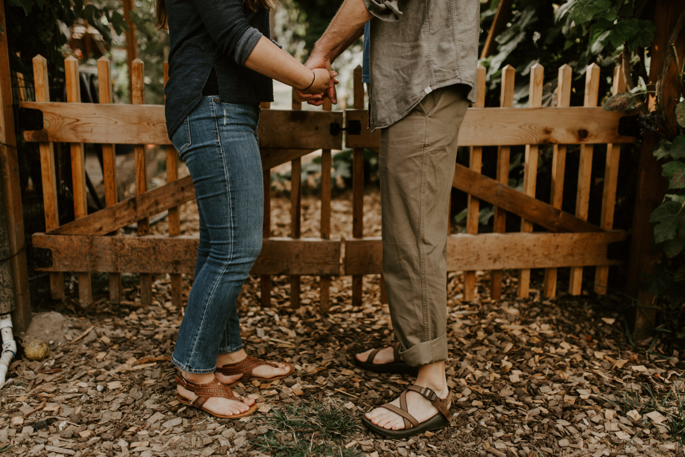 Hannah and Dan hold hands in Corvallis, Oregon during their Oregon Adventure. Intimate wedding photography in Corvallis Oregon by Sienna Plus Josh.