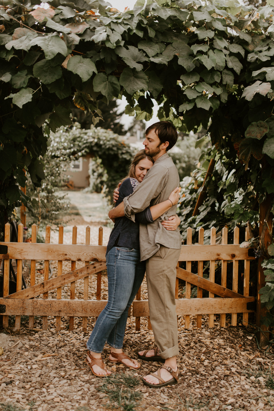 Dan and Hannah hug in Corvallis, Oregon during their Adventure. Intimate wedding photography in Corvallis Oregon by Sienna Plus Josh.