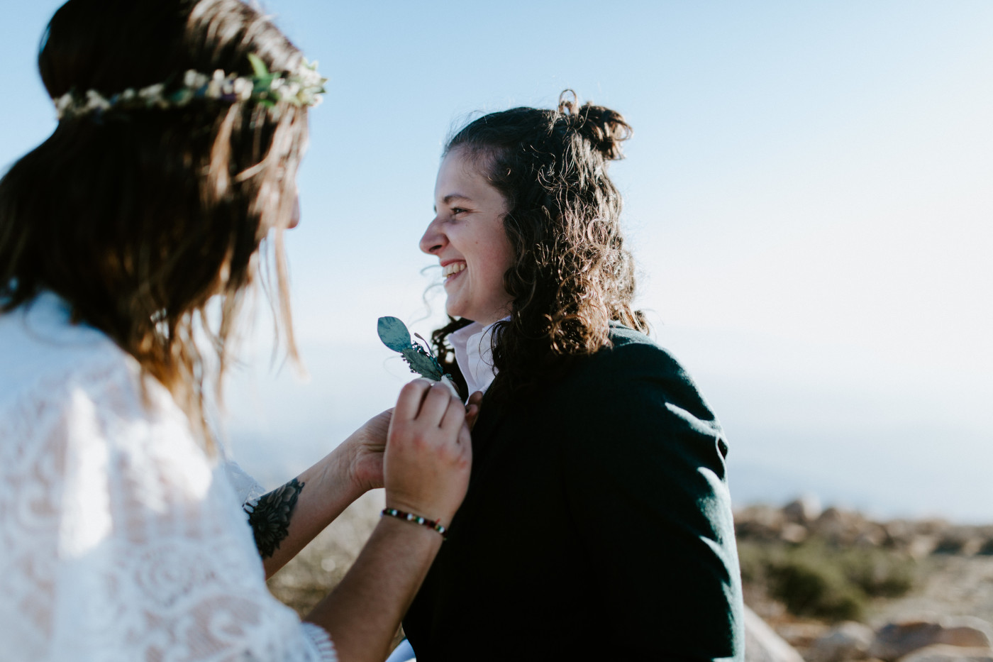 Madison and Becca get ready for their elopement in the desert.
