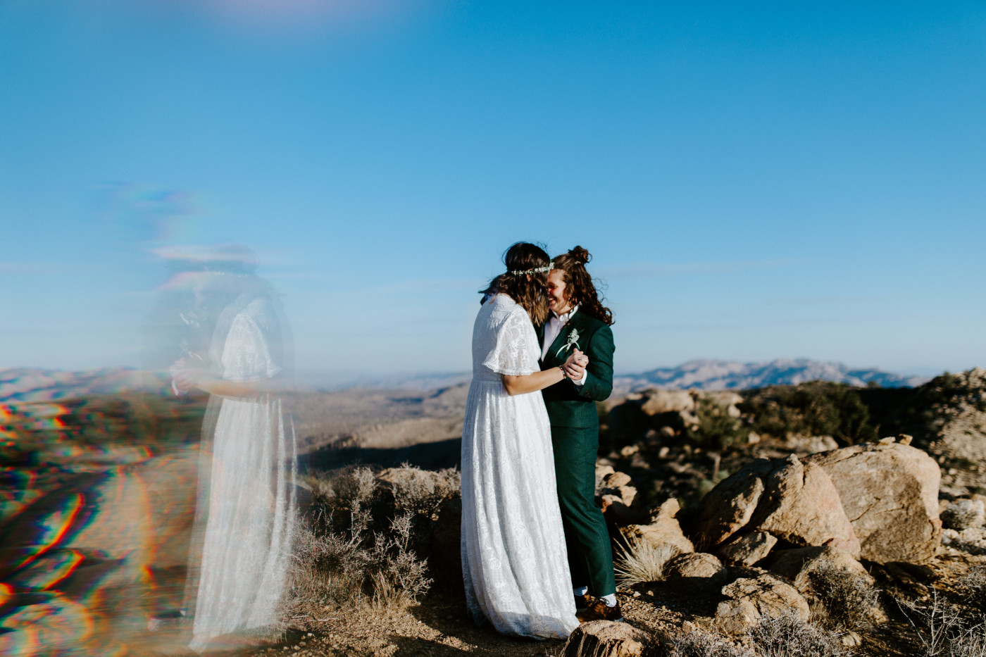 Becca and Madison share a slow dance in the desert.