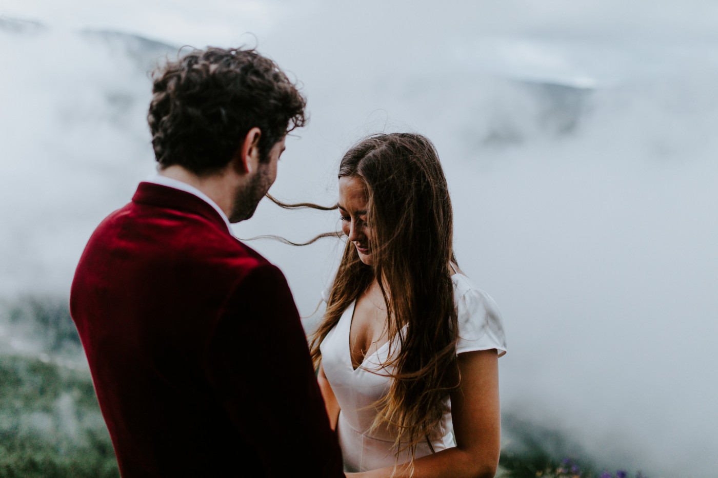 Murray and Katelyn recite their vows. Elopement wedding photography at Mount Hood by Sienna Plus Josh.