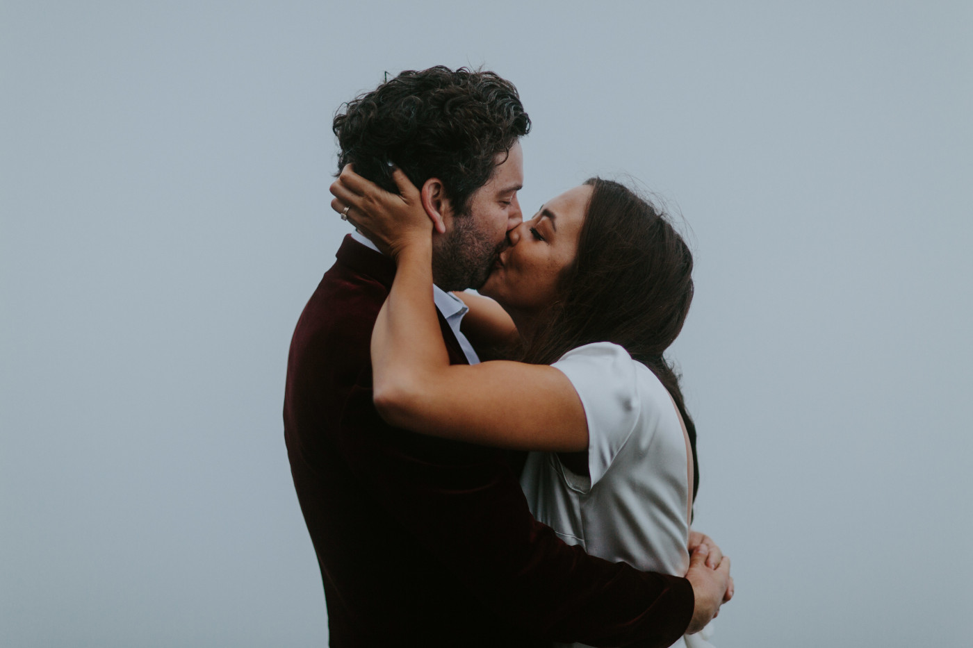 Murray kisses Katelyn. Elopement wedding photography at Mount Hood by Sienna Plus Josh.