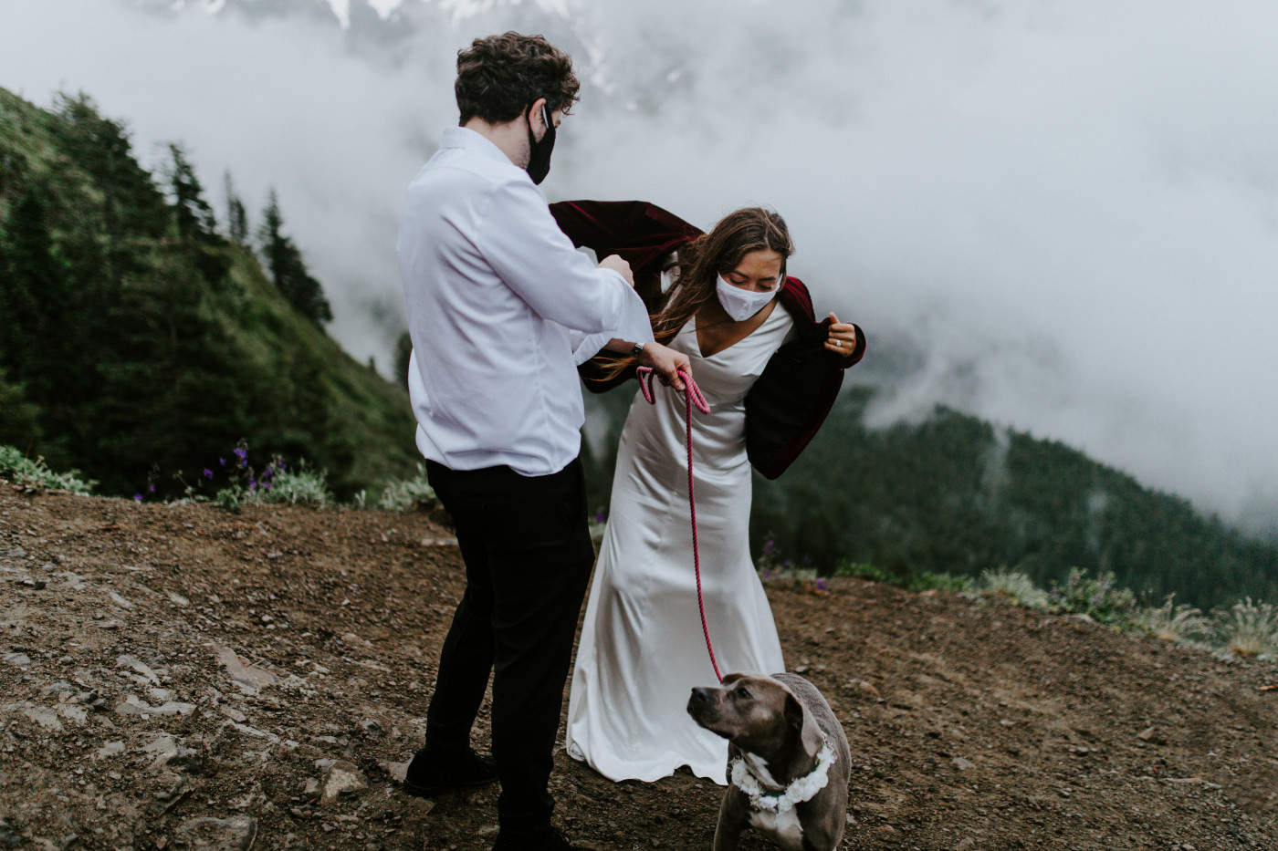 Katelyn and Murray get ready to head back down the mountain. Elopement wedding photography at Mount Hood by Sienna Plus Josh.