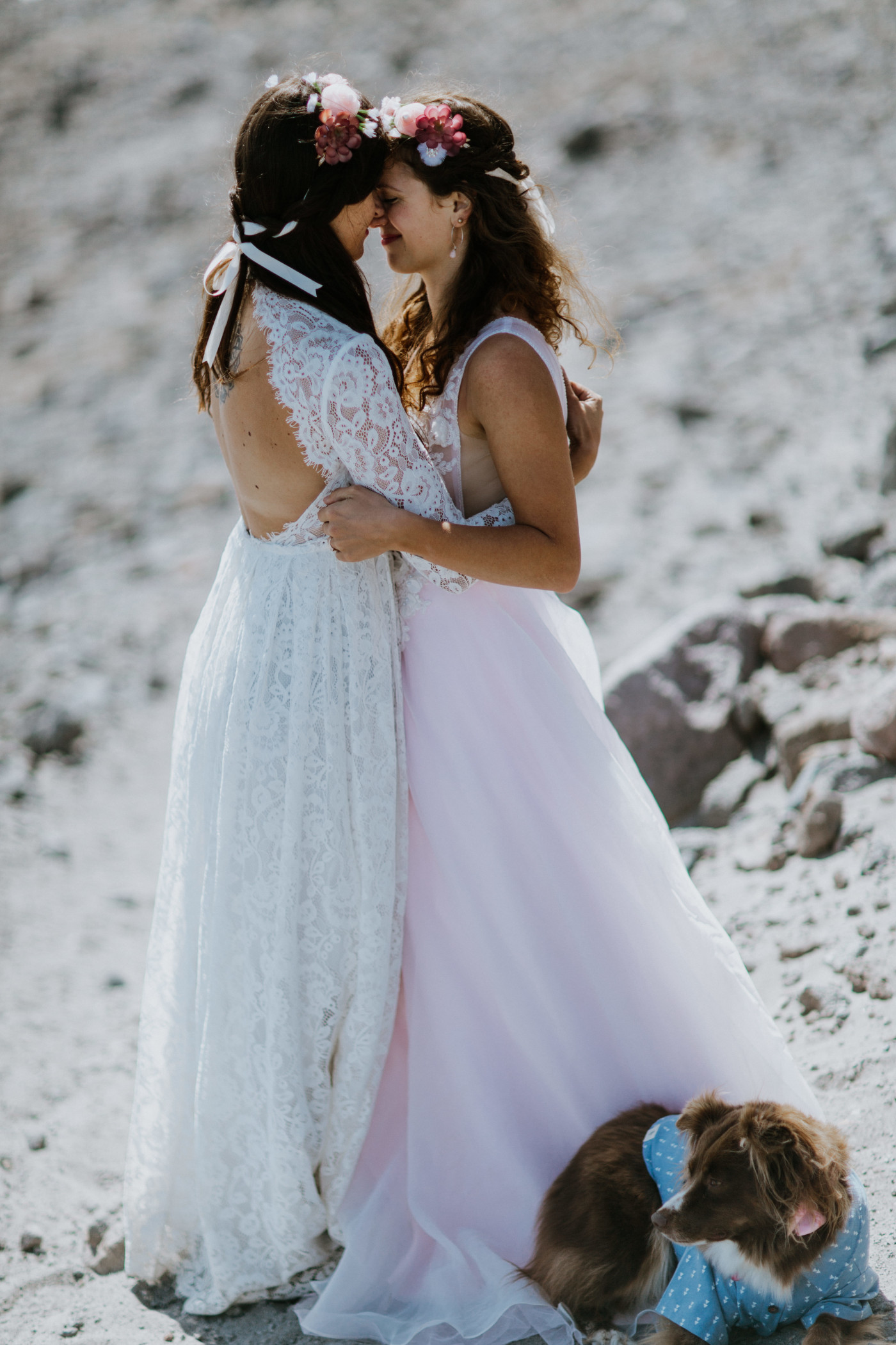 Margaux and Heather take a second to themselves. Elopement photography at Mount Hood by Sienna Plus Josh.