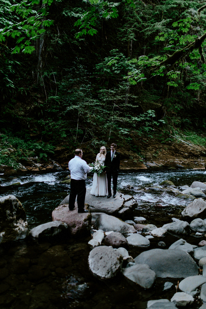 An animated gif of Corey and Kylie during their ceremony in Mount Hood National Forest.