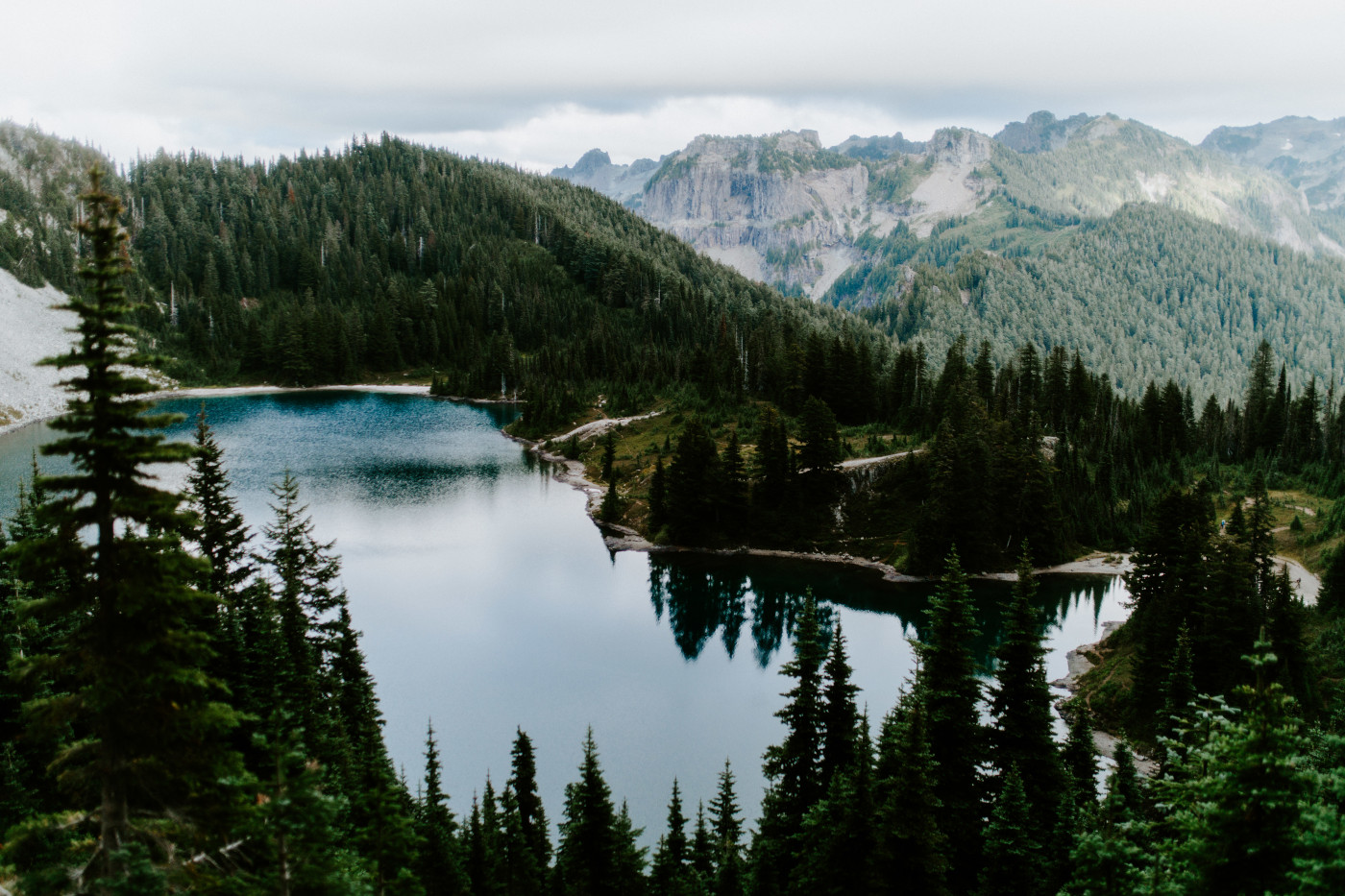 A view of the lake on Mount Rainier, Washington.