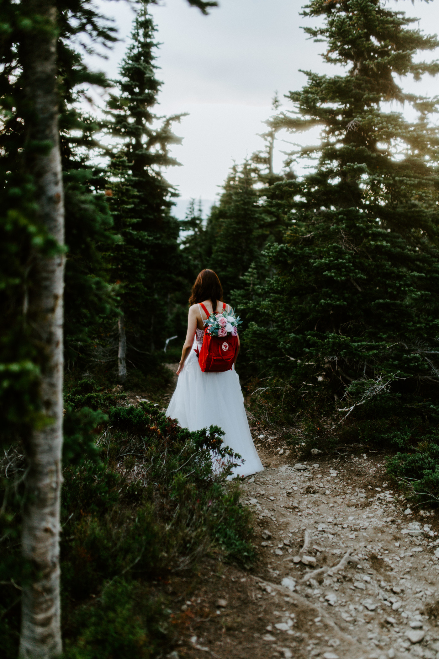 Katrina walks down the path at Mount Rainier, Washington.