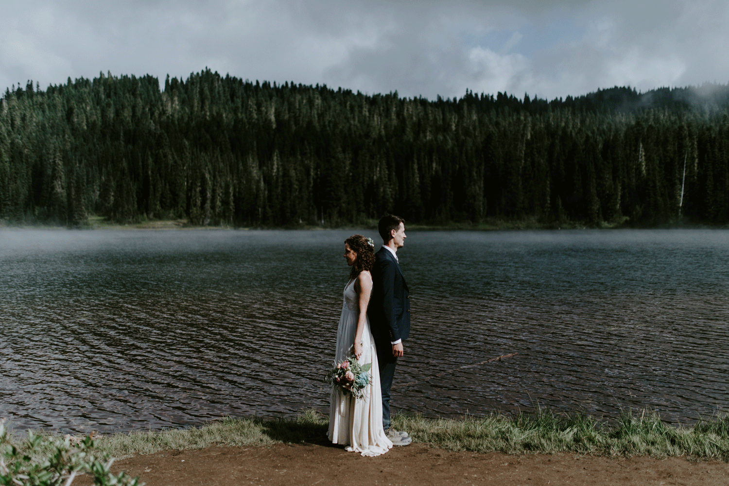 An animated gif of Tasha and Chad hugging. Elopement photography at Mount Rainier by Sienna Plus Josh.