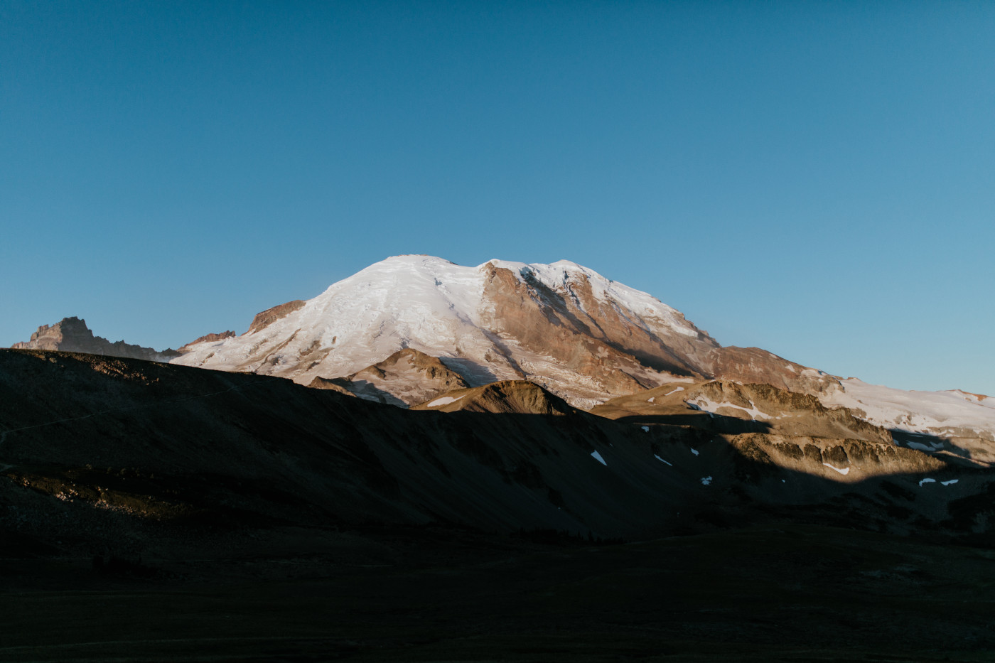 A view of the mountain. Elopement photography at Mount Rainier by Sienna Plus Josh.