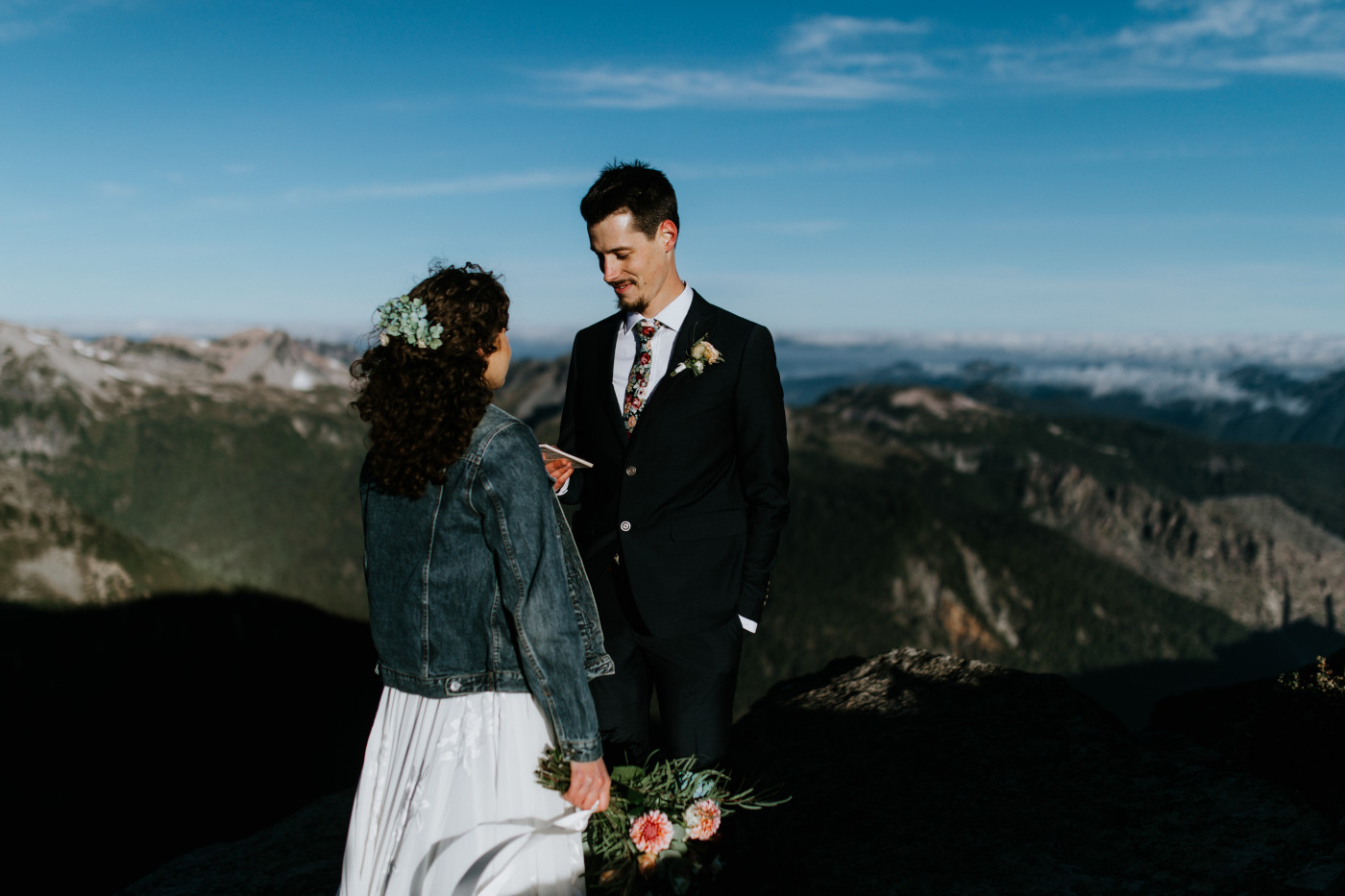 Tasha and Chad during their vows. Elopement photography at Mount Rainier by Sienna Plus Josh.