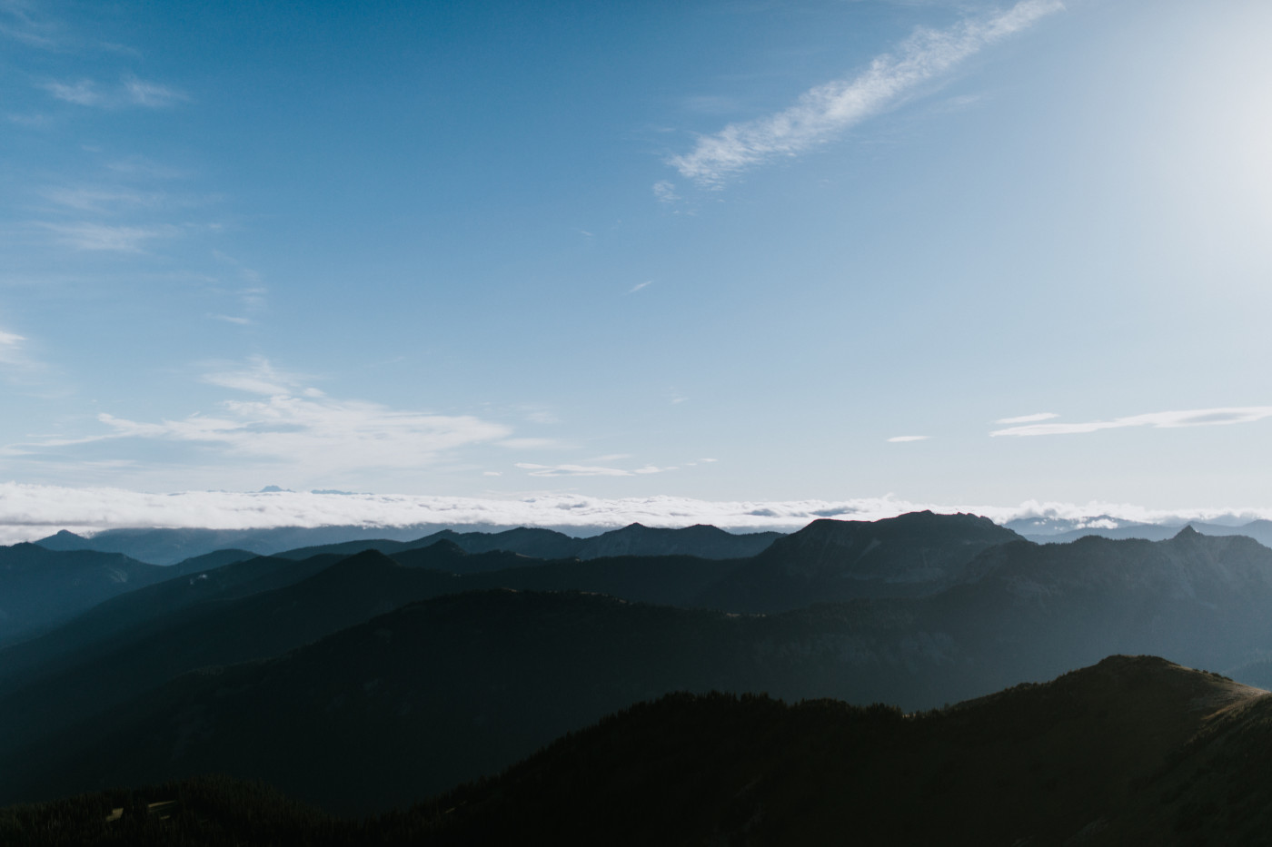 A view of the mountains. Elopement photography at Mount Rainier by Sienna Plus Josh.