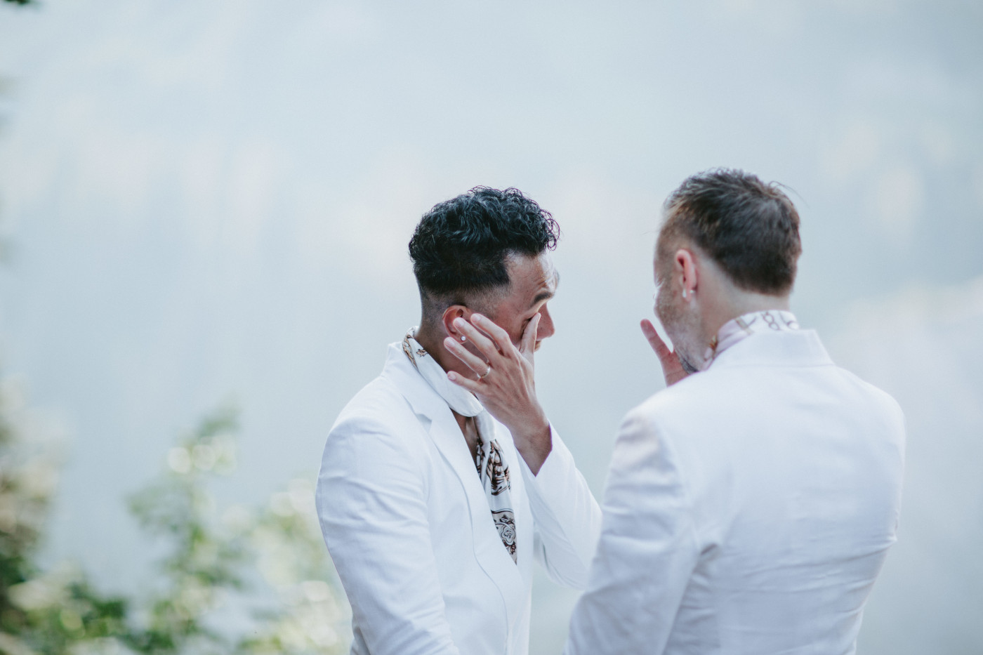 Fred and Brooks shed a tear during their elopement in Mount Rainier.