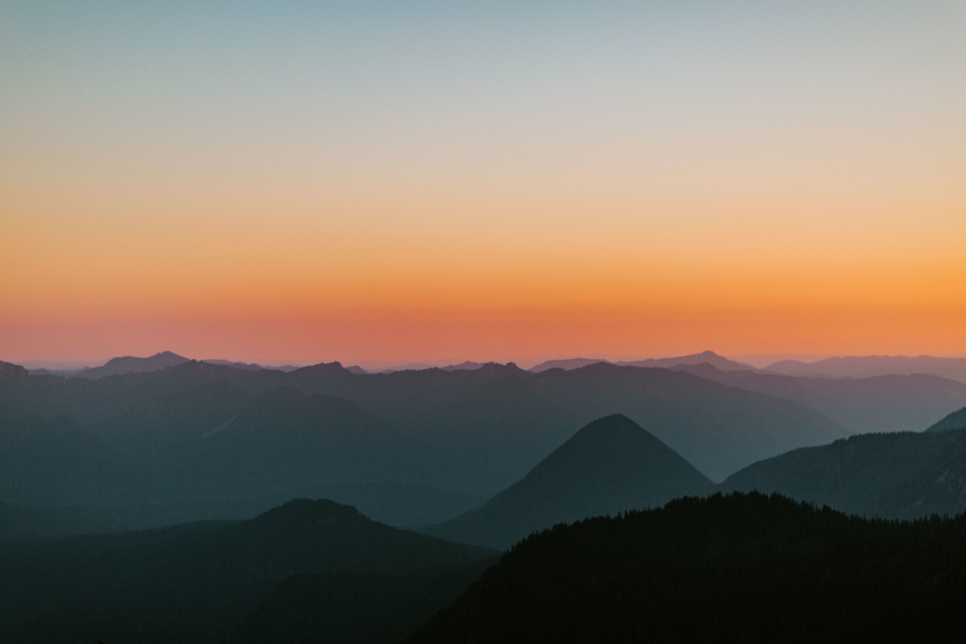 Sunset of Mount Rainier in Washington.