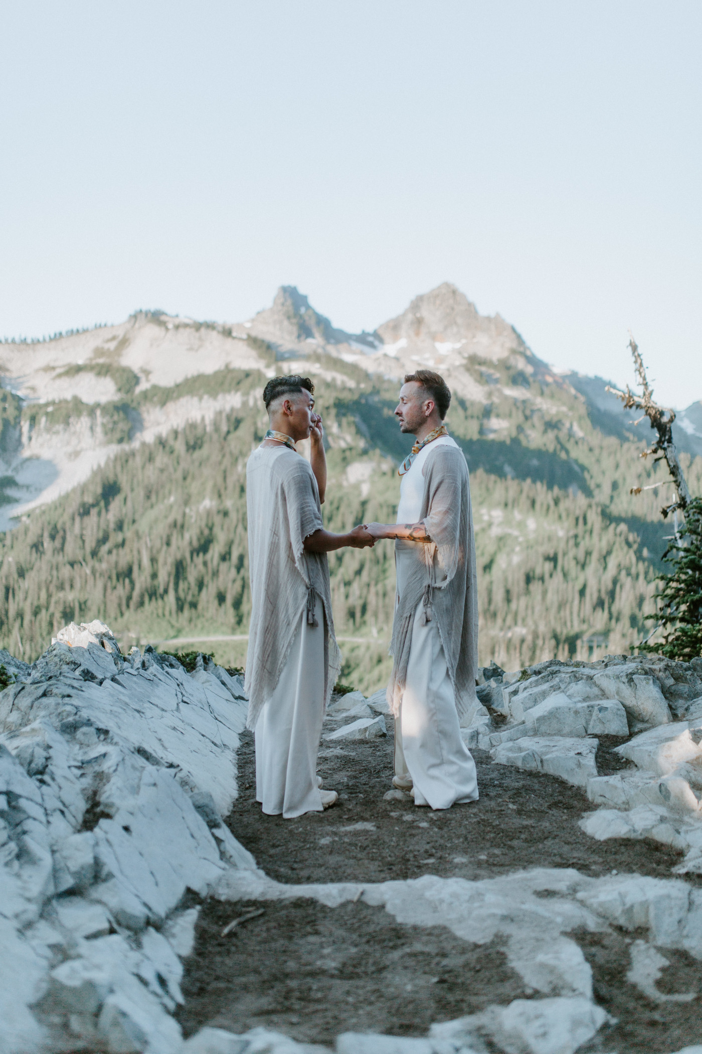 Brooks and Fred recite their vows durinug their elopement in Mount Rainier.