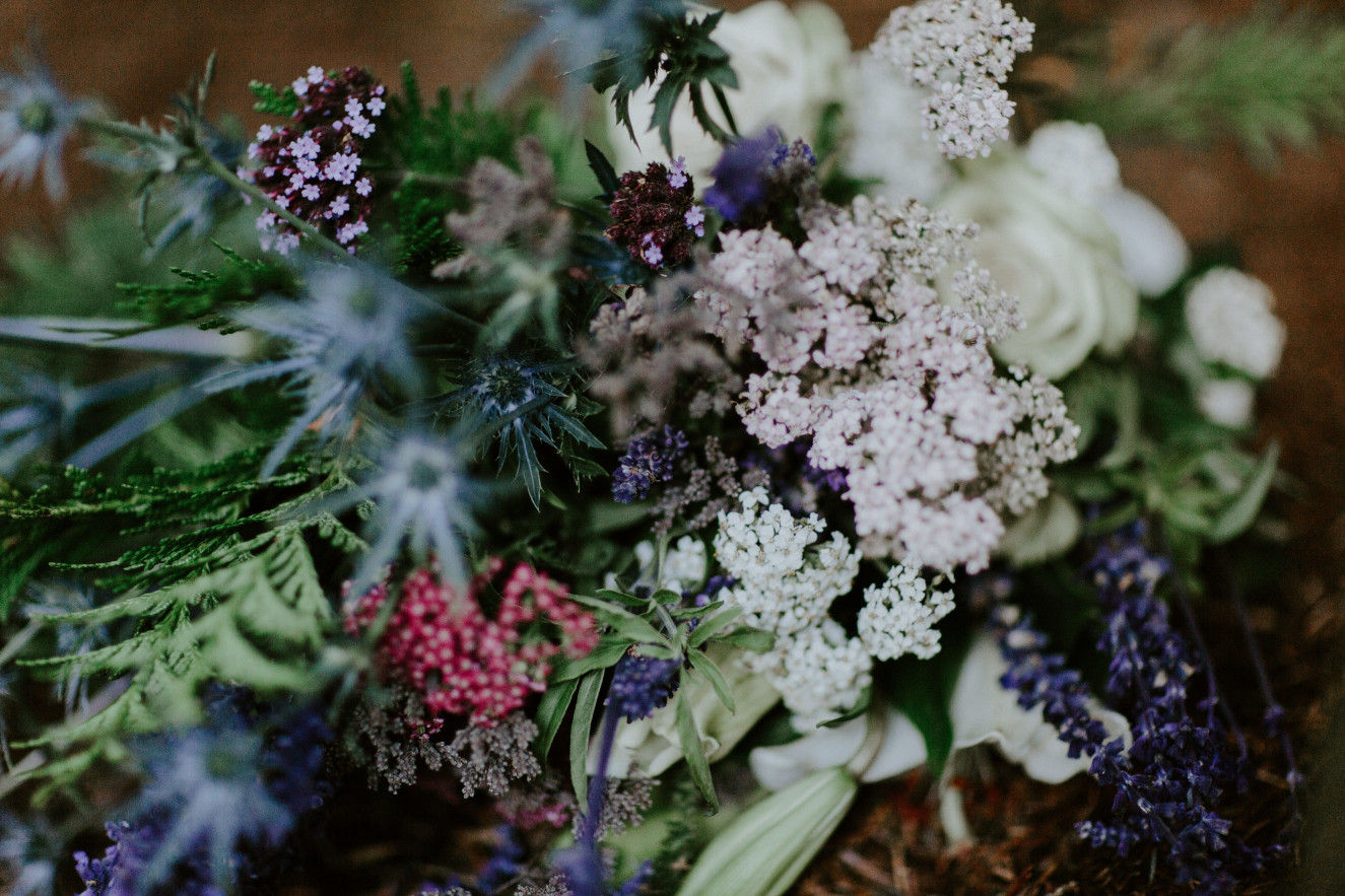 Nicole's bouquet at Cannon Beach. Elopement wedding photography at Cannon Beach by Sienna Plus Josh.