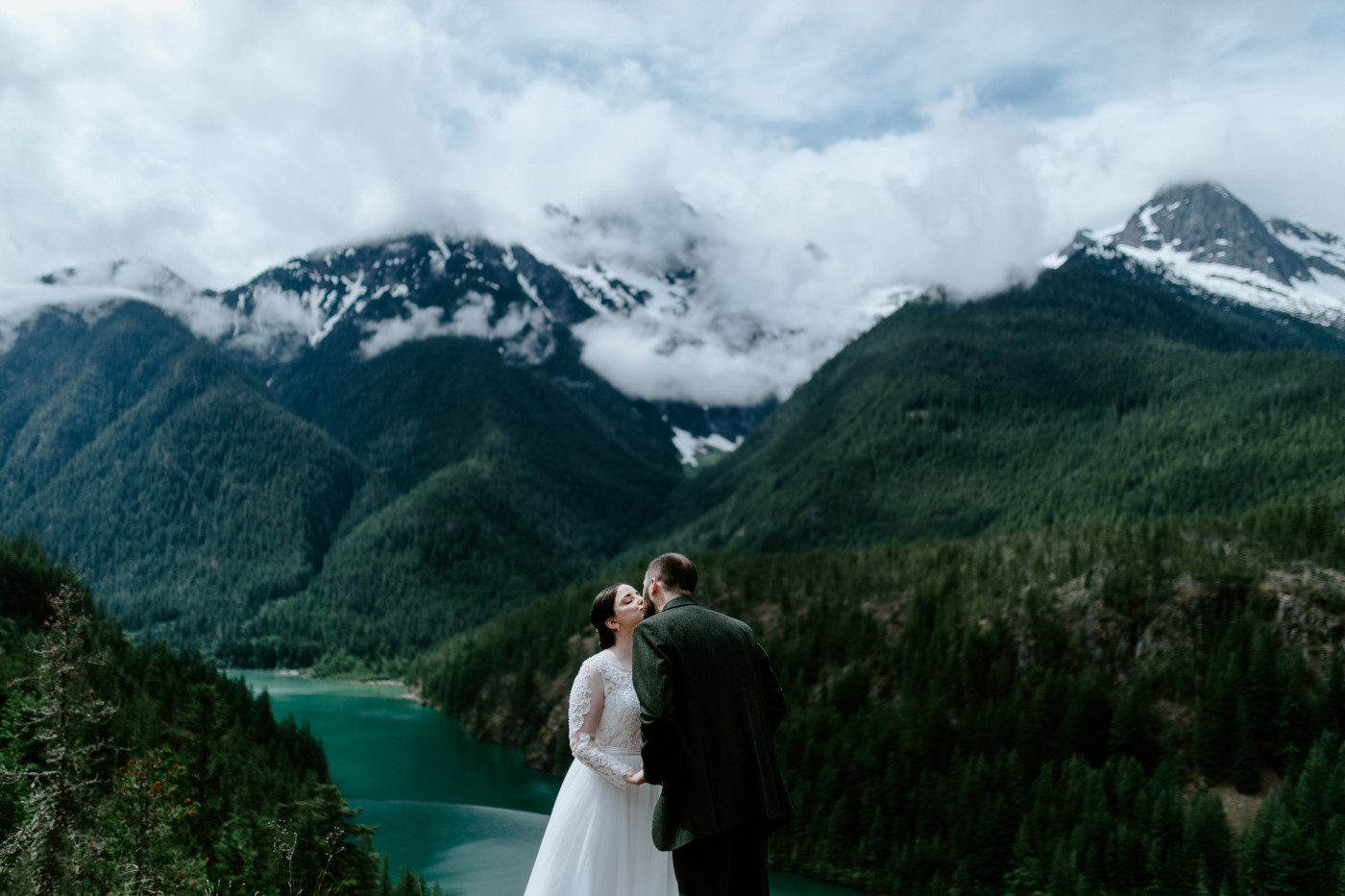Elizabeth and Alex kissing. Elopement photography at North Cascades National Park by Sienna Plus Josh.