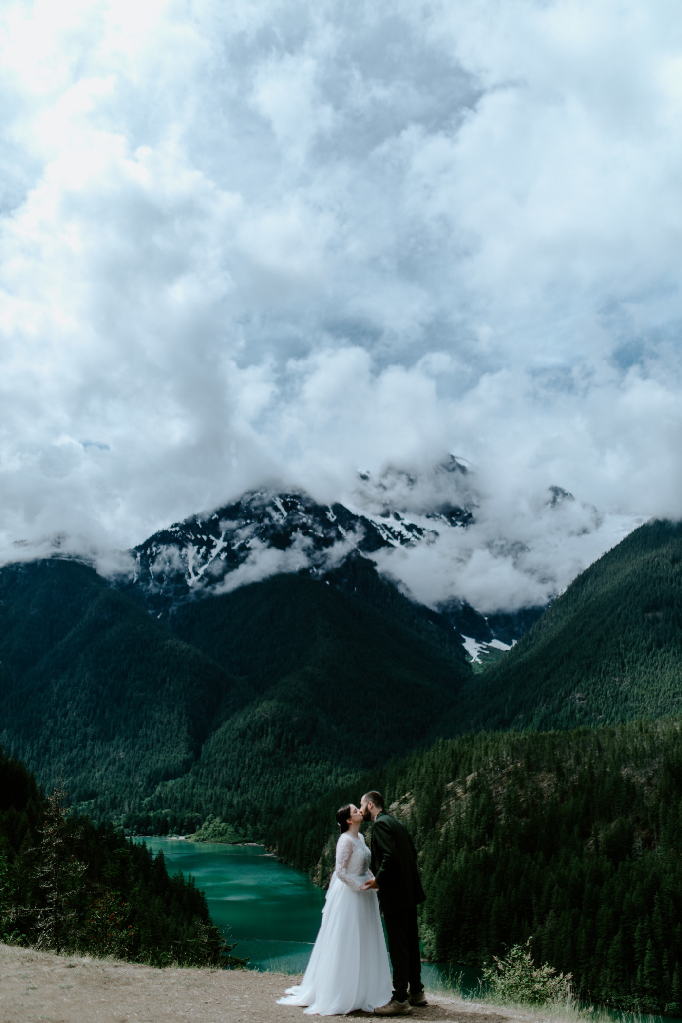 Elizabeth and Alex kiss. Elopement photography at North Cascades National Park by Sienna Plus Josh.