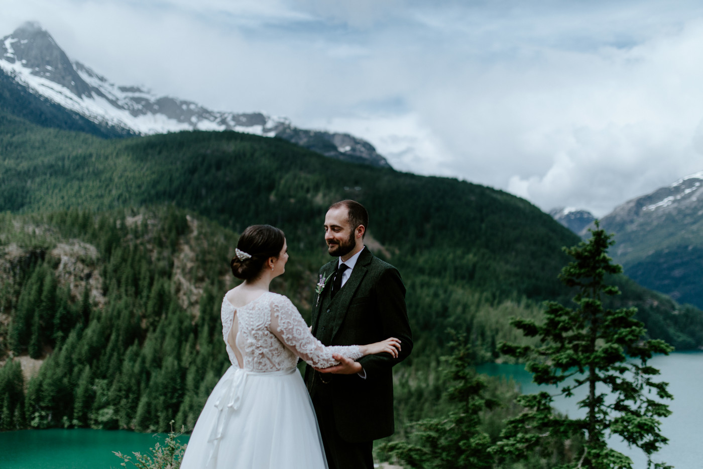 Elizabeth and Alex share a moment. Elopement photography at North Cascades National Park by Sienna Plus Josh.