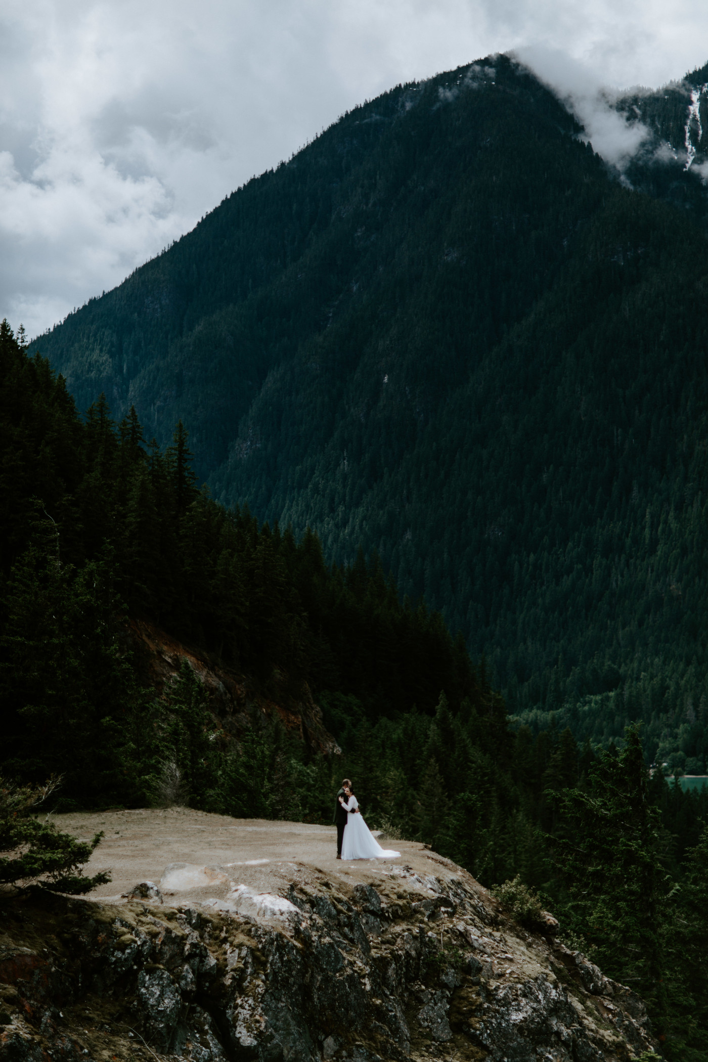 Elizabeth and Alex stand together. Elopement photography at North Cascades National Park by Sienna Plus Josh.