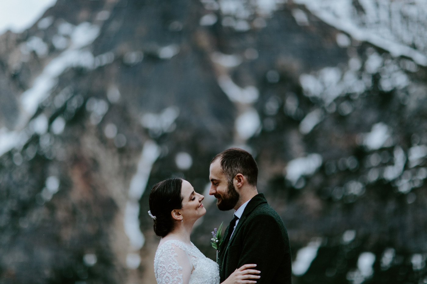 Alex and Elizabeth stand together at the North Cascades. Elopement photography at North Cascades National Park by Sienna Plus Josh.