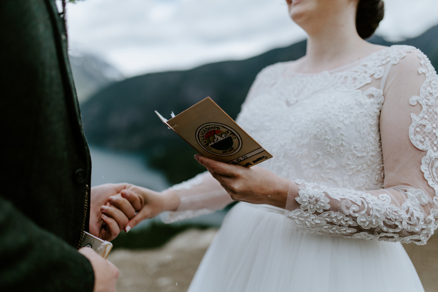 A closeup of Elizabeth's vow book. Elopement photography at North Cascades National Park by Sienna Plus Josh.