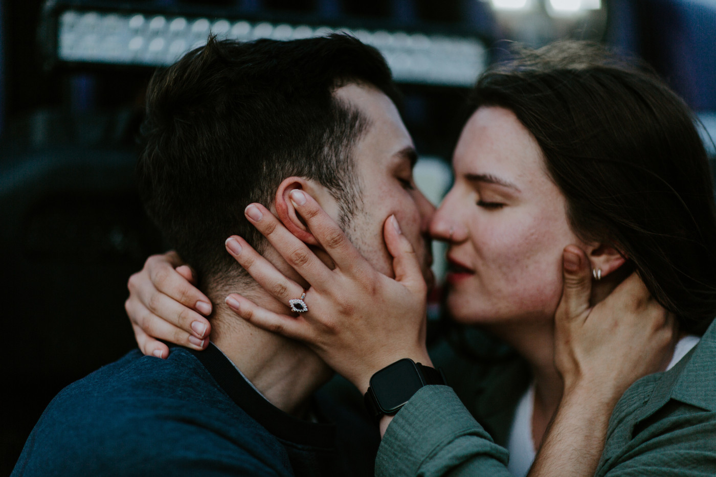 Taylor's ring on Kyle's cheek. Elopement photography at North Cascades National Park by Sienna Plus Josh.