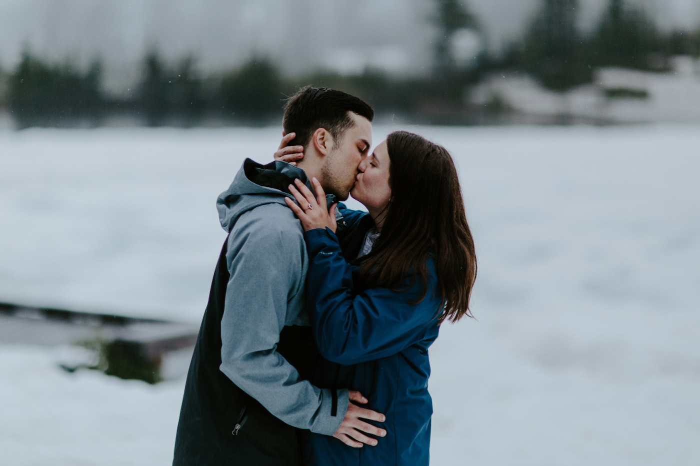 Kyle and Taylor kiss. Elopement photography at North Cascades National Park by Sienna Plus Josh.