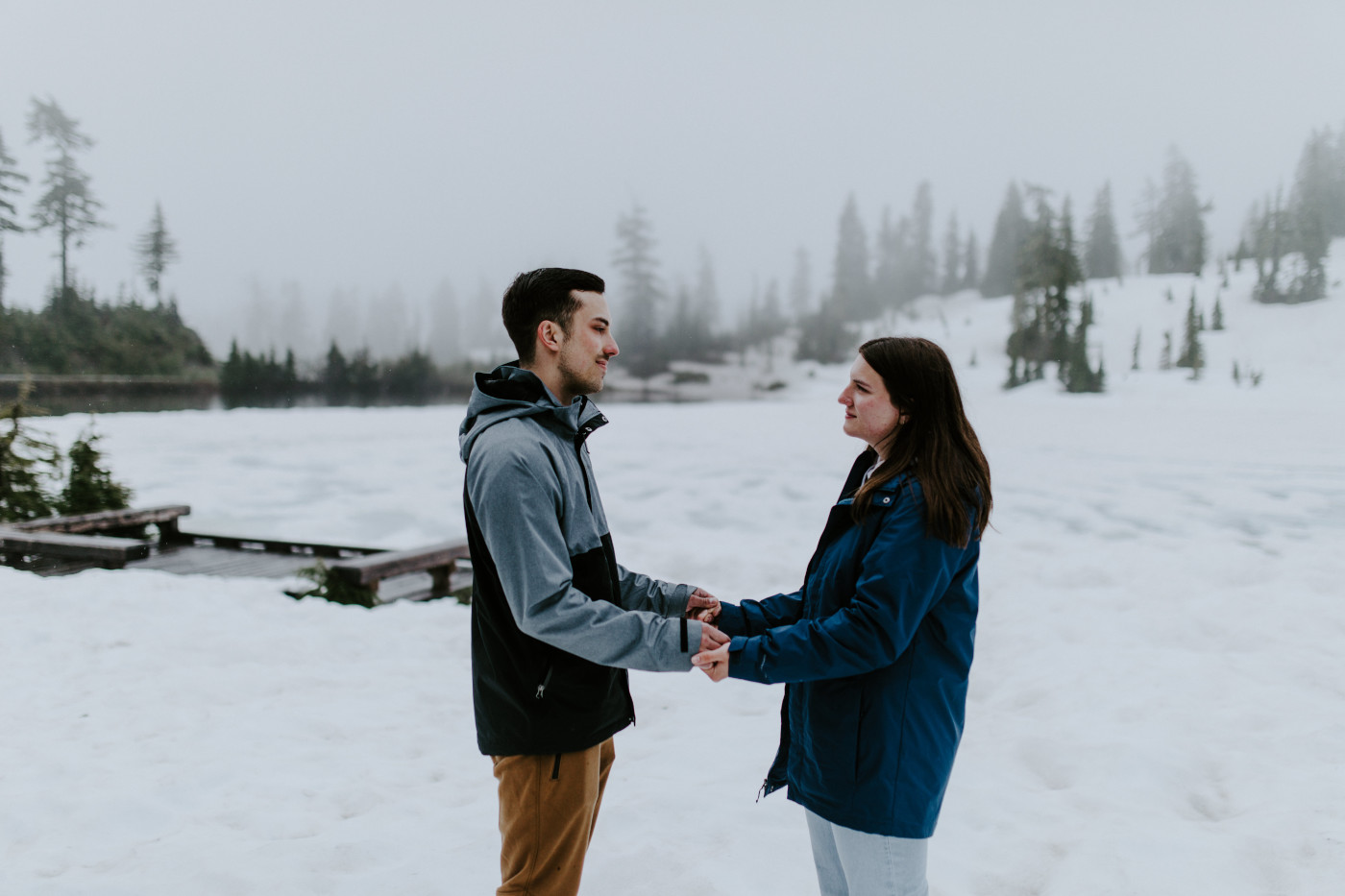 Kyle and Taylor stand hand in hand. Elopement photography at North Cascades National Park by Sienna Plus Josh.