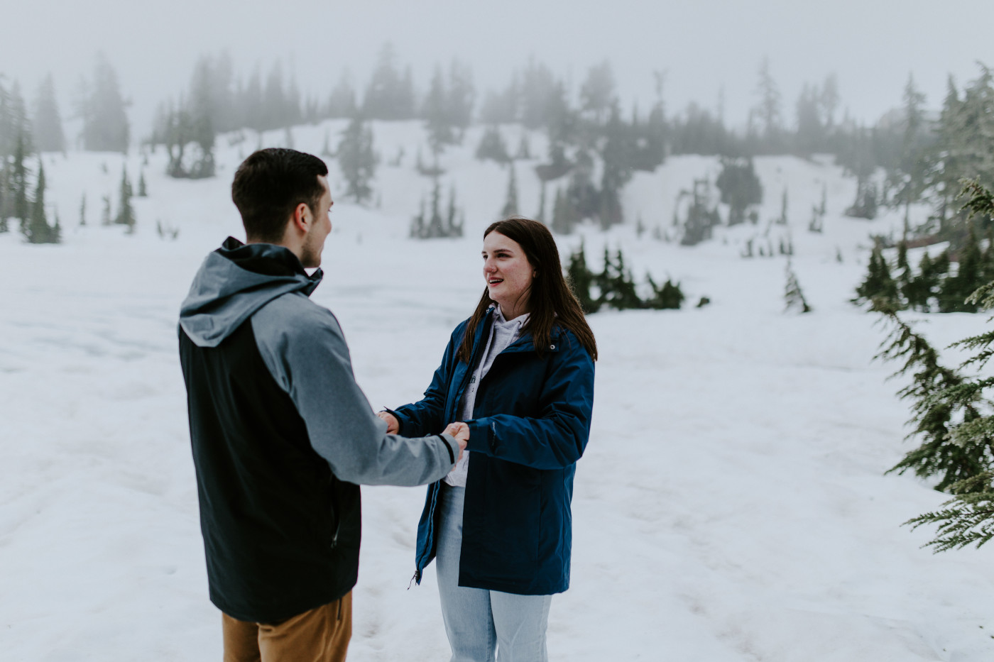 Taylor smiles at Kyle. Elopement photography at North Cascades National Park by Sienna Plus Josh.