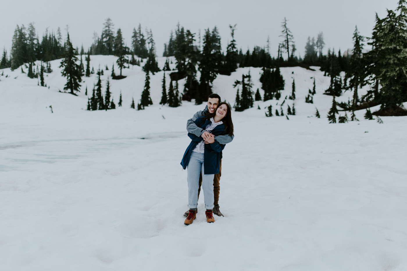 Kyle hugs Taylor. Elopement photography at North Cascades National Park by Sienna Plus Josh.