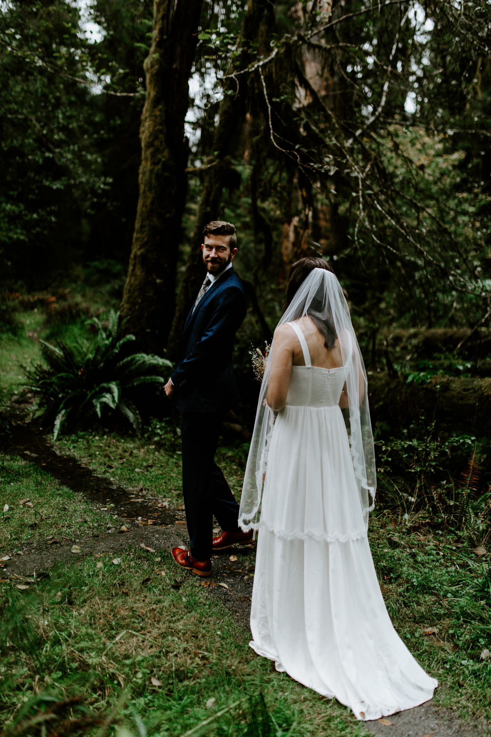 Corey and Mollie have their first look. Elopement photography in the Olympic National Park by Sienna Plus Josh.