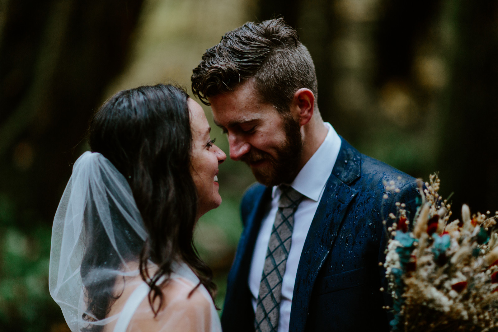 Corey and Mollie smile. Elopement photography in the Olympic National Park by Sienna Plus Josh.