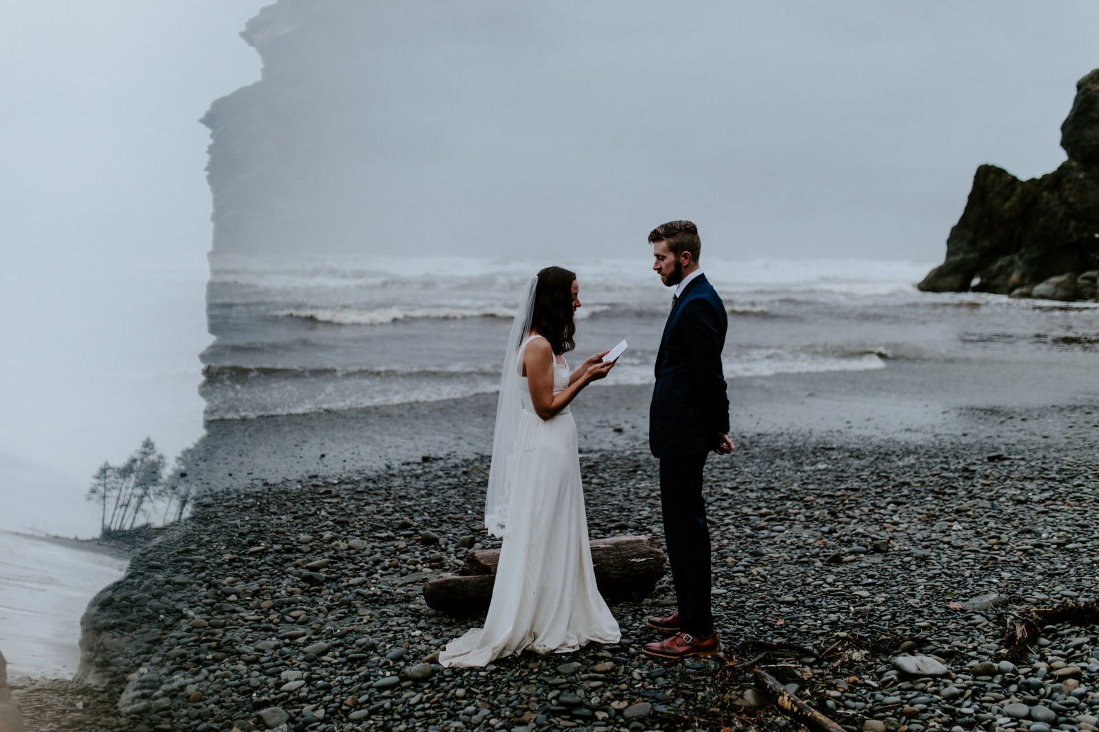 Mollie and Corey stand during their elopement. Elopement photography in the Olympic National Park by Sienna Plus Josh.