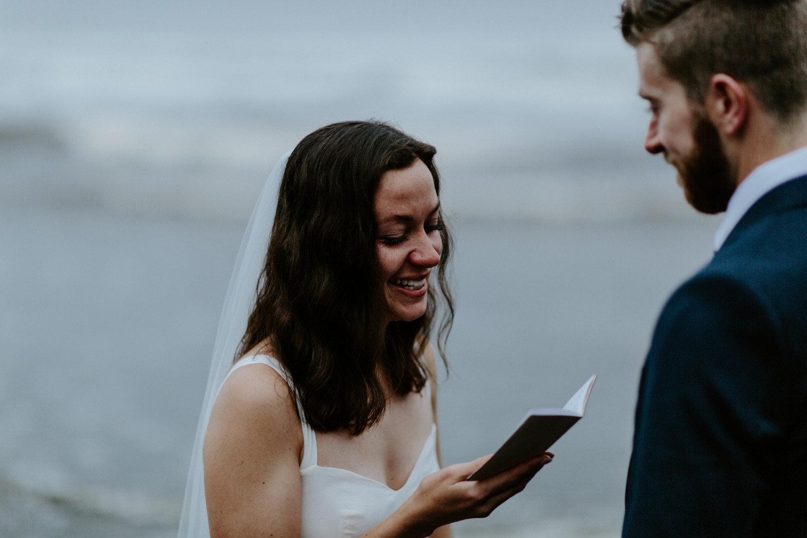 Mollie and Corey read from their vow books. Elopement photography in the Olympic National Park by Sienna Plus Josh.