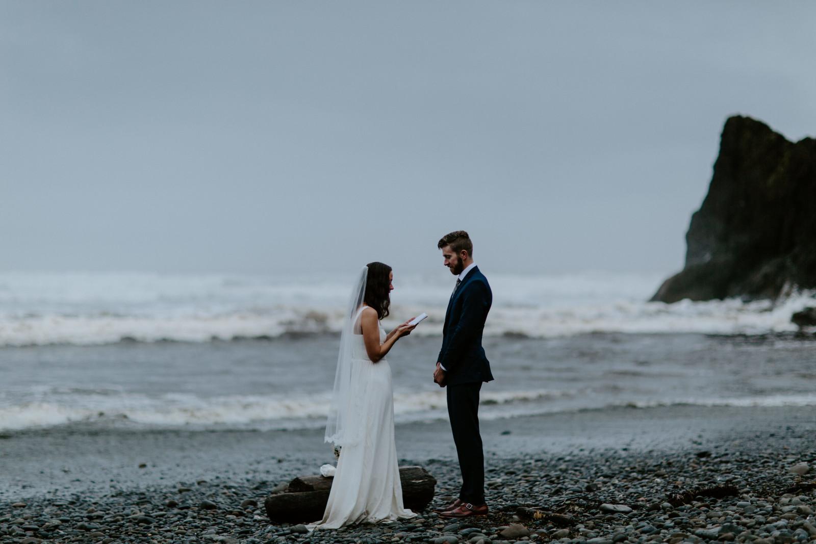 Corey and Mollie on the beach. Elopement photography in the Olympic National Park by Sienna Plus Josh.
