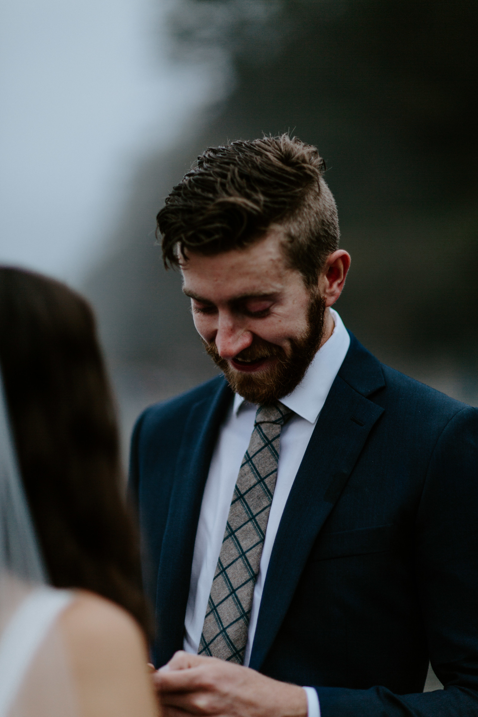 Corey reads his vows. Elopement photography in the Olympic National Park by Sienna Plus Josh.