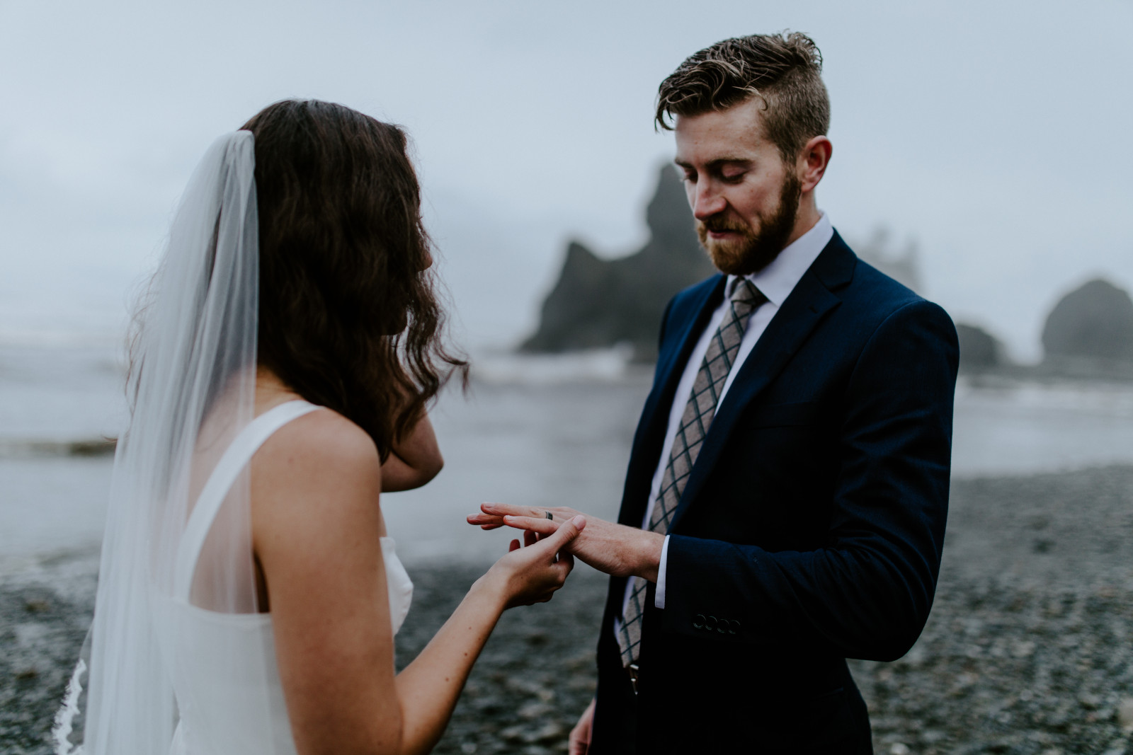 Mollie puts a ring on Corey. Elopement photography at Olympic National Park by Sienna Plus Josh.